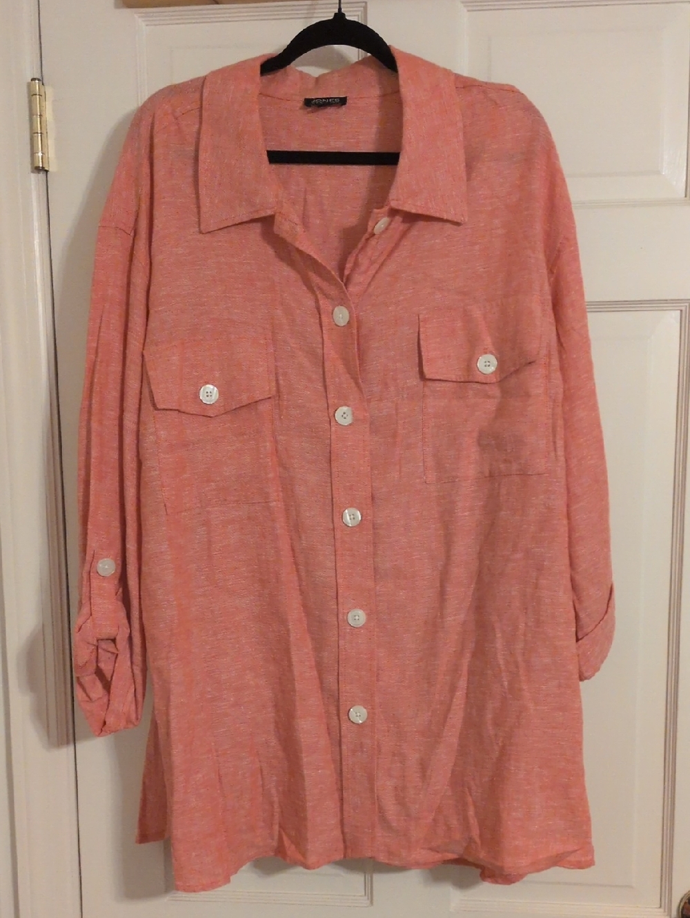 Jones New York Coral Button-Down Tunic Shirt